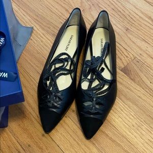 Size 37.5, Sarah Flint Ankle Wrap Ballet Flats